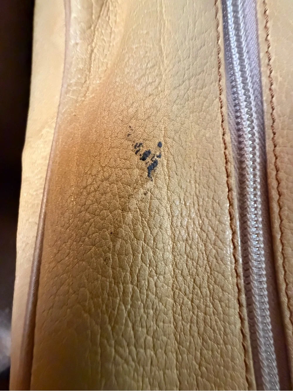 Loewe Logo Embossed Tan & Dark Tan Messenger Bag w/Beige Suede Interior
